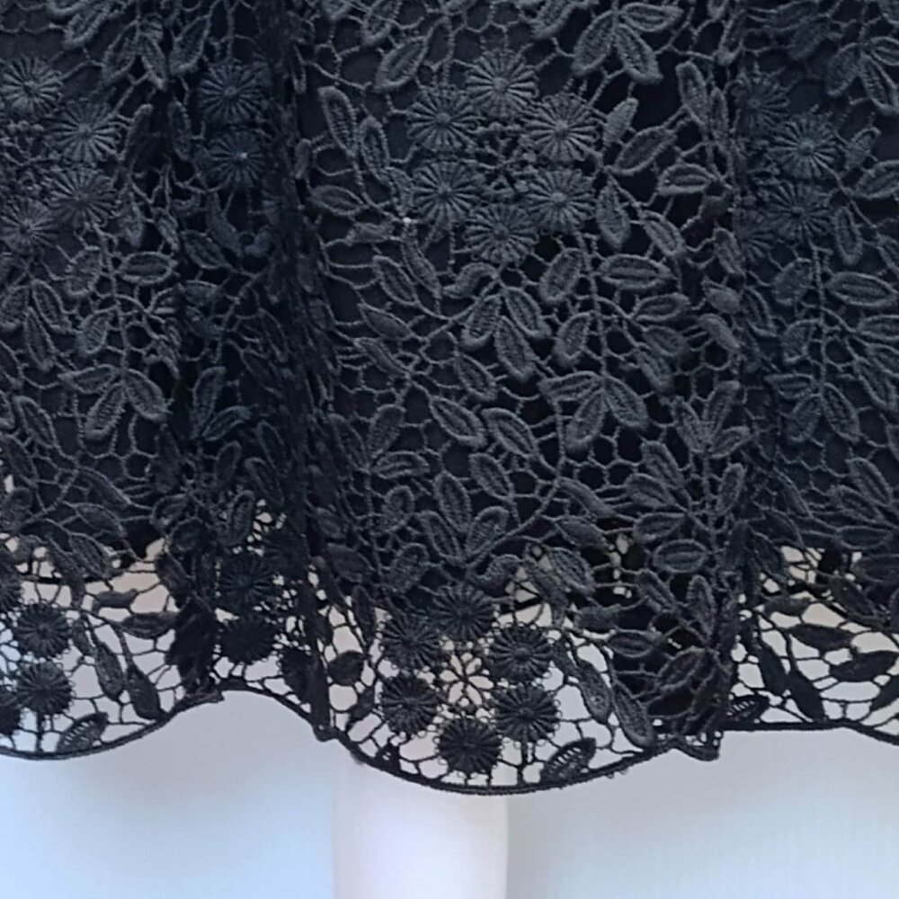 Garnet Hill BLACK Lace-Overlay, A-Line skirt, Size 10 - Picture 12 of 14